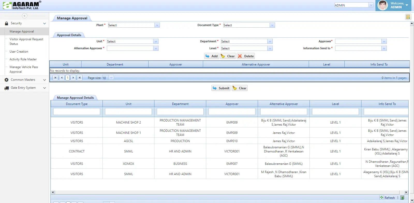 Manage Approval Module in visitor management software